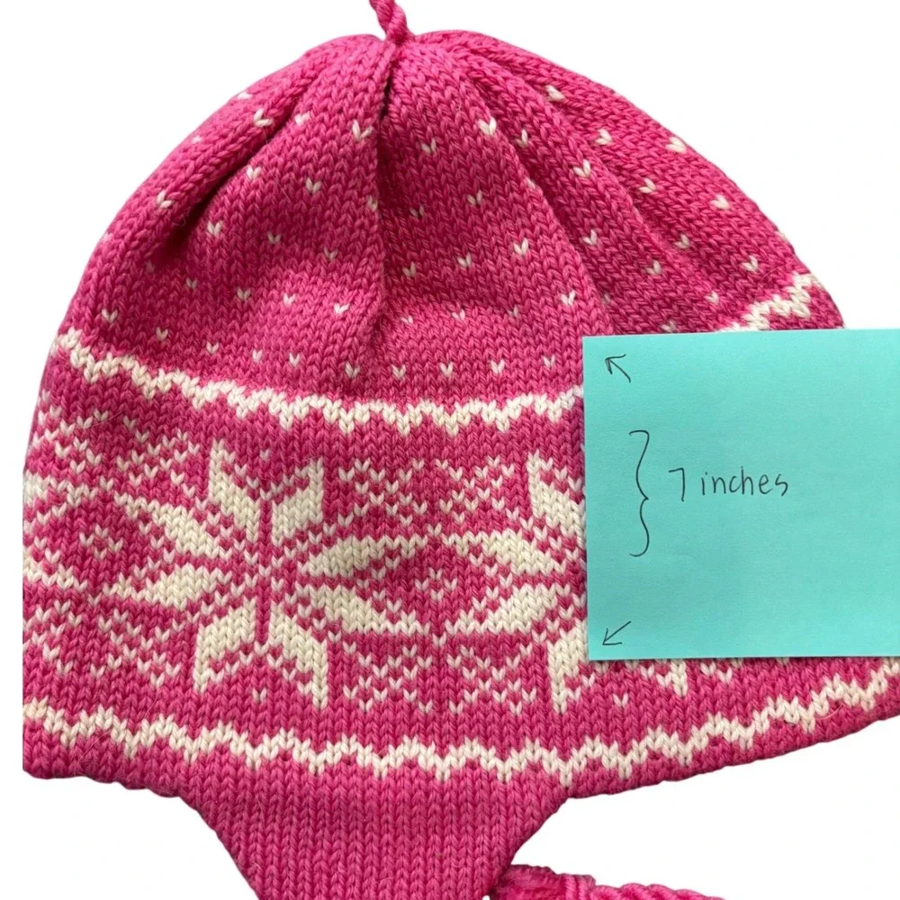 Snarby Strikkestudio As Kids Pink Wool Fair Isle Hat & Norlender Mittens Set 3-6
